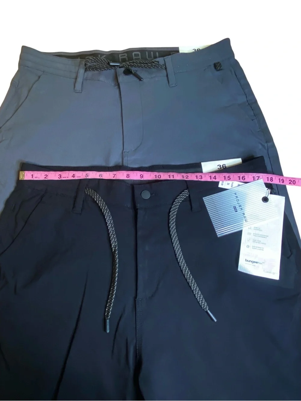 Projek Raw (2) Bungee Flex Chino Shorts One Gray one Black Both Men Size 36 NWT